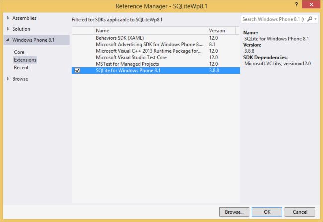 SQLite for WindowsPhone